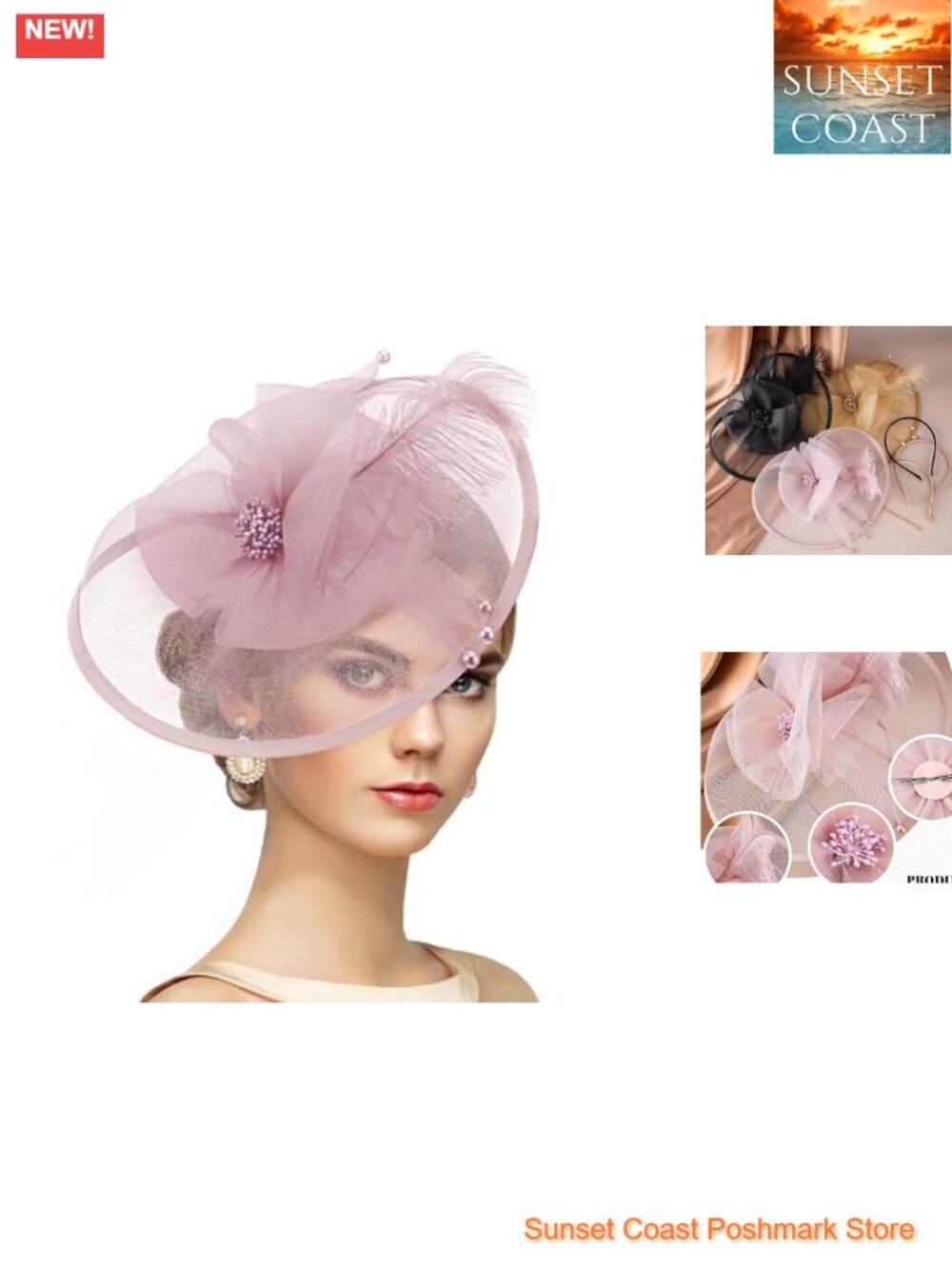 Feather Tea Party Fascinator with Hairpin & Headband Derby Hat for Women